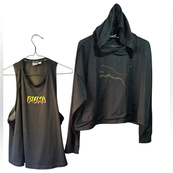 Bundle - 2 Black Puma Workout Tops - Picture 1 of 3